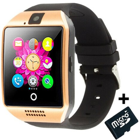 Smartwatch cu telefon iUni Q18, Camera, BT, 1.5 inch, Auriu + Card MicroSD 4GB Cadou