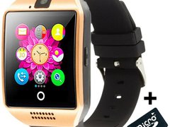 Smartwatch cu telefon iUni Q18, Camera, BT, 1.5 inch, Auriu + Card MicroSD 4GB Cadou